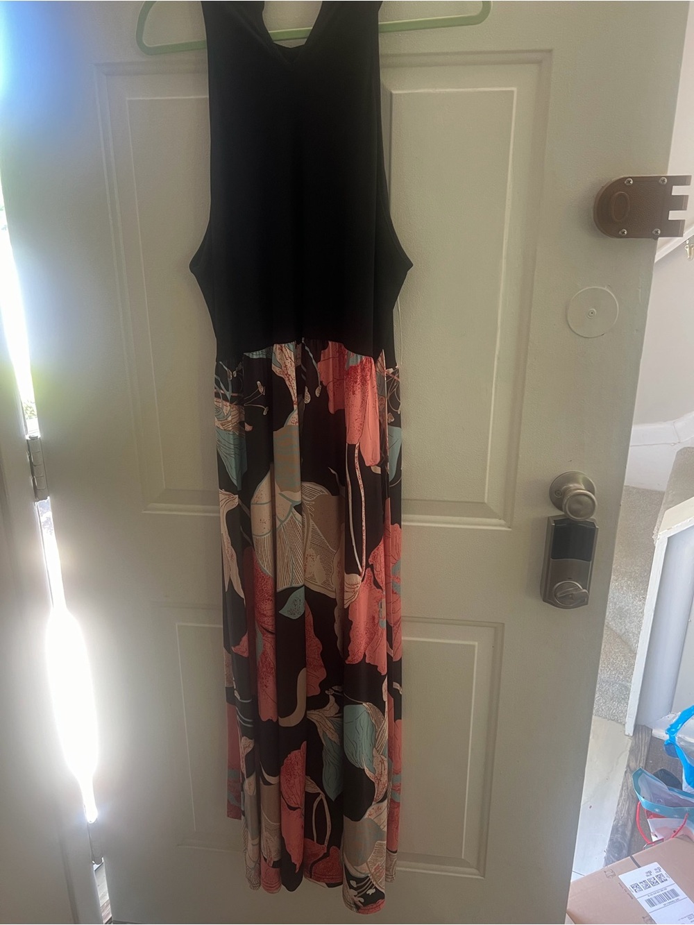 SHEIN Black Top Mixed-Print Maxi Dress